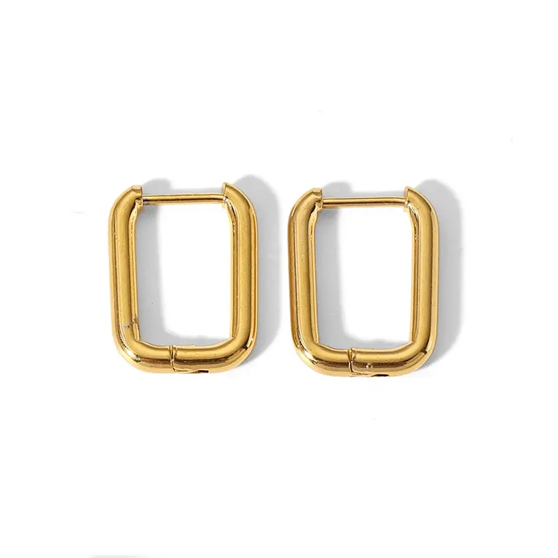 1 Pair Simple Commute Style Solid Color Square Star Heart Geometric Stainless Steel 18K Gold Plated Women's Hoop Earrings h5 